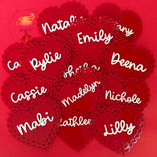 Doily Heart Name Tags | Valentine Treat Tag | Valentine Ornament
