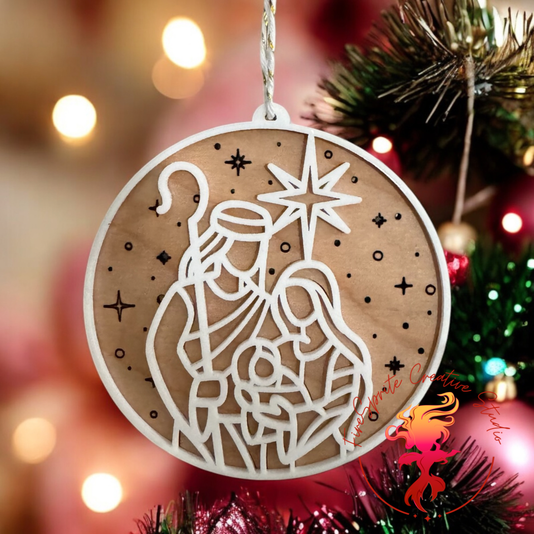 Nativity Ornament - Line Art Nativity Gift Tag