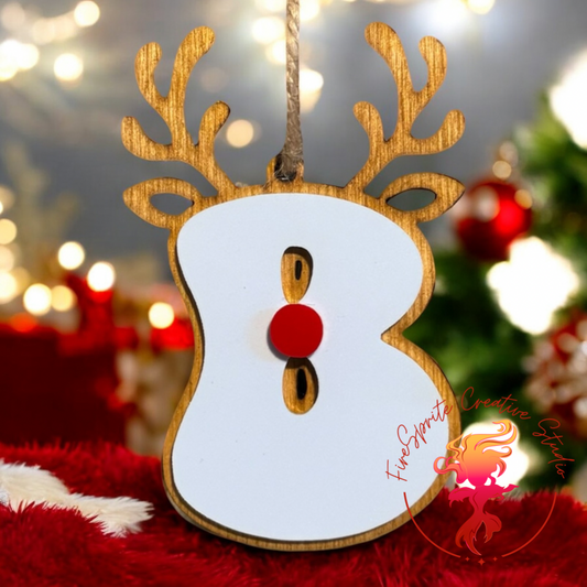 Reindeer Ornaments - Stocking Tags - Personalized Christmas Decor - Initial Gift Tag